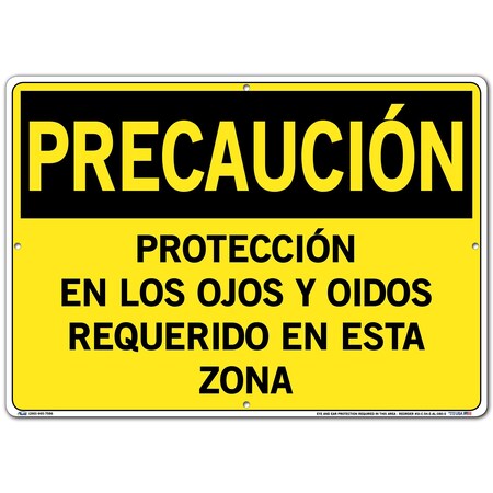 Vestil Aluminum Sign, 14-1/2" Height, 20-1/2" Width, Aluminum, Rectangle, Spanish SI-C-54-E-AL-080-S